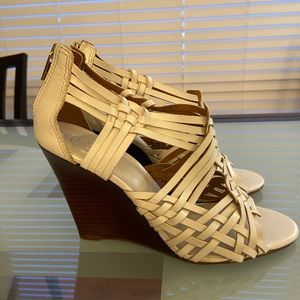 Tory Burch Criss Cross Leather Wedge Sandal